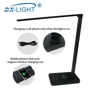 

USB LED Table Lamp USB/Wireless Charger for Phone XS Max X DC 5V Foldable Touch Switch Table Desktop Desk Lamp 5W