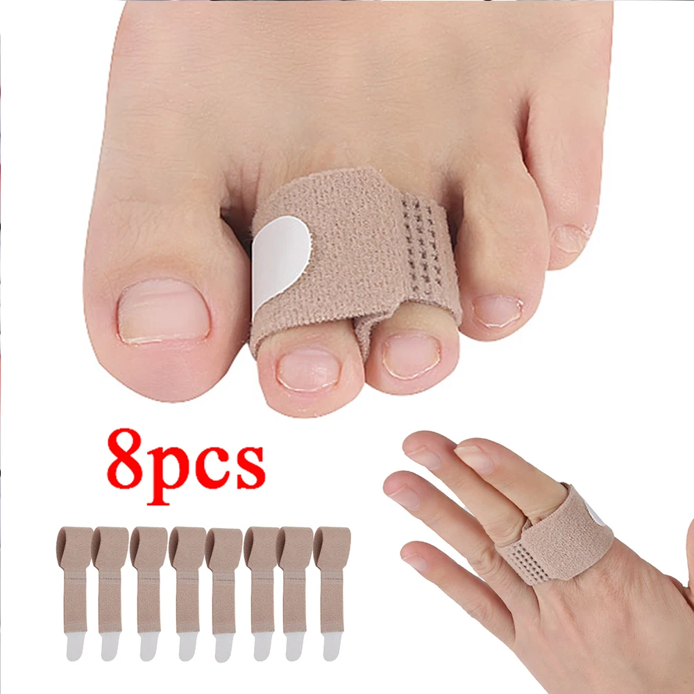 

8Pcs Toe Splints Straightener Broken Toe Bandages Anti-Slip Brace Cushioned Corrector For Crooked Hammer Toe Wrap D081
