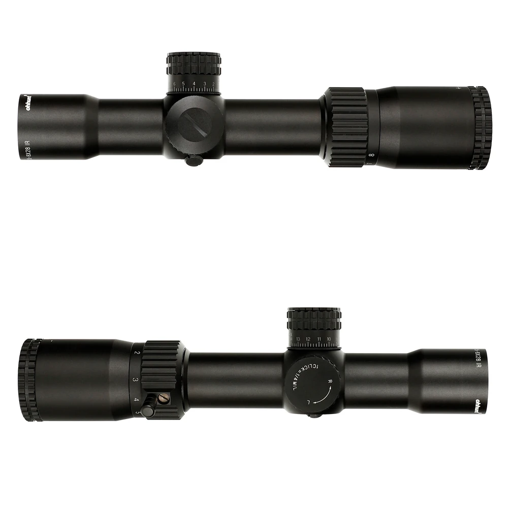 Ohhunt Tático Compacto Caça Escopo Mil Dot Vidro Gravado Retículo Vermelho Iluminação Torres Bloqueio Reset Riflescope lr 1.5-8x28 ir 2 Cheap Lunetas Riflescopes