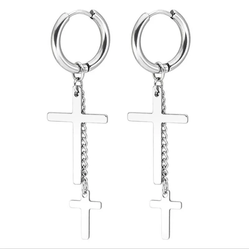 

del15 316L Stainless Steel Men Tassel Drop Earrings Titanium Jewelry 17 styles for choose