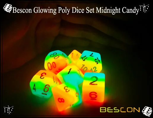 Bescon Glowing Poly Dice Set Midnight Candy-8