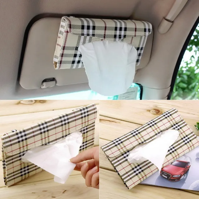 1Piece Car Tissue Box Cover Car Sun Visor Tissue Box Auto Car
