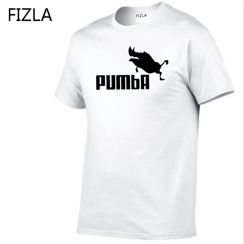 

FIZLA funny tee cute t shirts homme Pumba men short sleeves cotton tops cool tshirt summer jersey costume summer mens t-shirt
