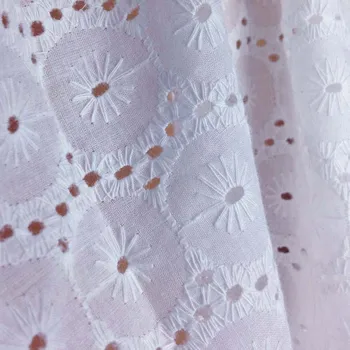 

New African White Swiss Cotton Voile Lace Fabric for Dress,Diy Embroidery Apparel Patchwork Sewing Cloth,Width 130cm