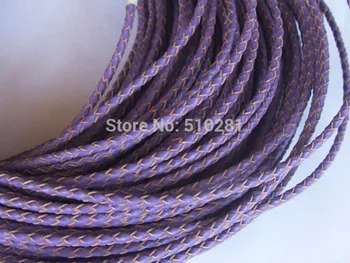 

DIY 3mm 50meter purple braid leather cord jewelry cord No-1394