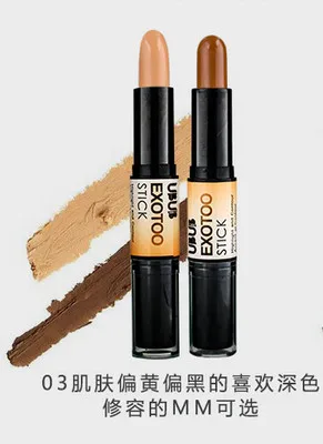 Двойной головкой 2 in1 бронзатор Маркер Contour Stick тональный крем 3D лица макияж консилер пера - Цвет: 03