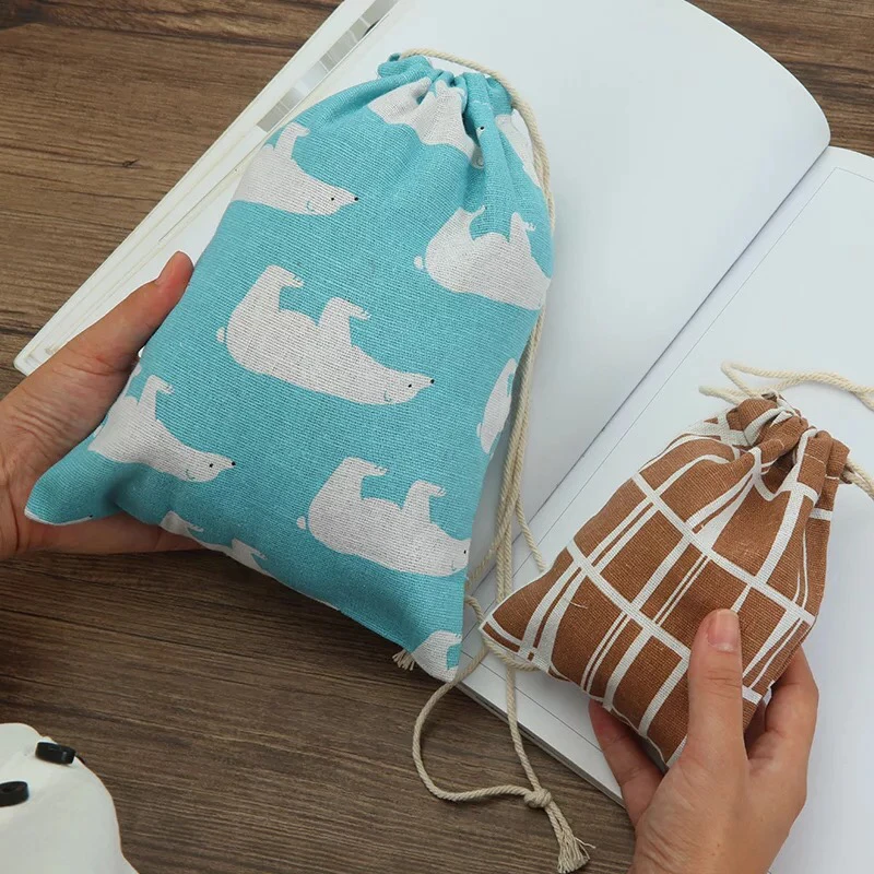  Cotton Pouch Cartoon Travel Luggage Bags Drawstring Bag Clothes Storage Shoe Organizer Cosmetic Poc