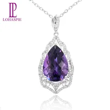 LP алмазные ювелирные изделия 7.18ct натуральный аметистовый драгоченный камень твердый 18k 750 кулон из белого золота мелкозернистый камень ювелирные изделия для подарка на день рождения