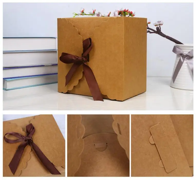 22x22x14,5 см ретро большой белый/пакет крафт-бумаги коробка подарок на свадьбу картонная коробка бумажная коробка Большая насадка для декорирования тортов коробка большая