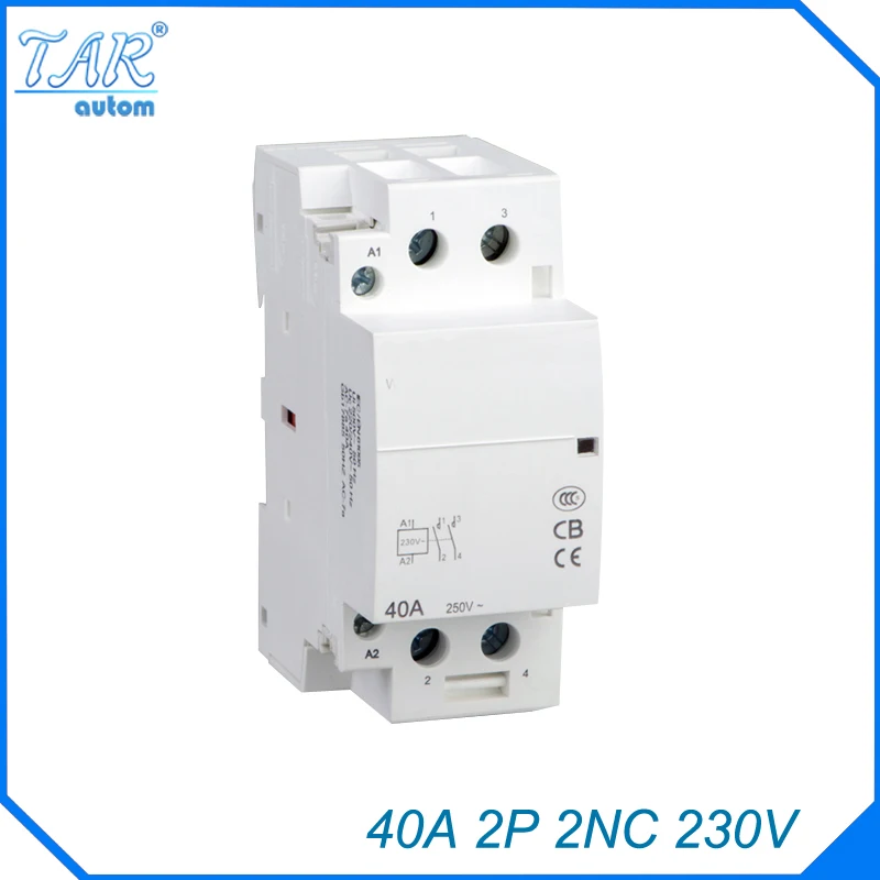 

AC 220 / 240V Coil 40A 2NC 2 Pole 2P Household AC Contactor Modular 35mm DIN Rail Mount 40Amp