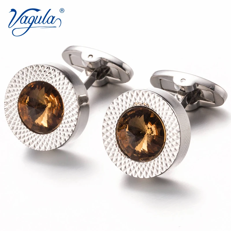 

VAGULA Classic Copper Men's Cufflinks Luxury gift Party Wedding Suit Shirt Gemelos Button Crystal Cuff links 670