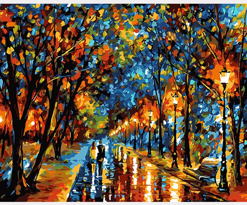 

MOLEK DIY Oil Painting by Numbers Kit Romantic Walking Lover Acrylic Painting on Canvas Home Decor Wall Artwork for Living Room