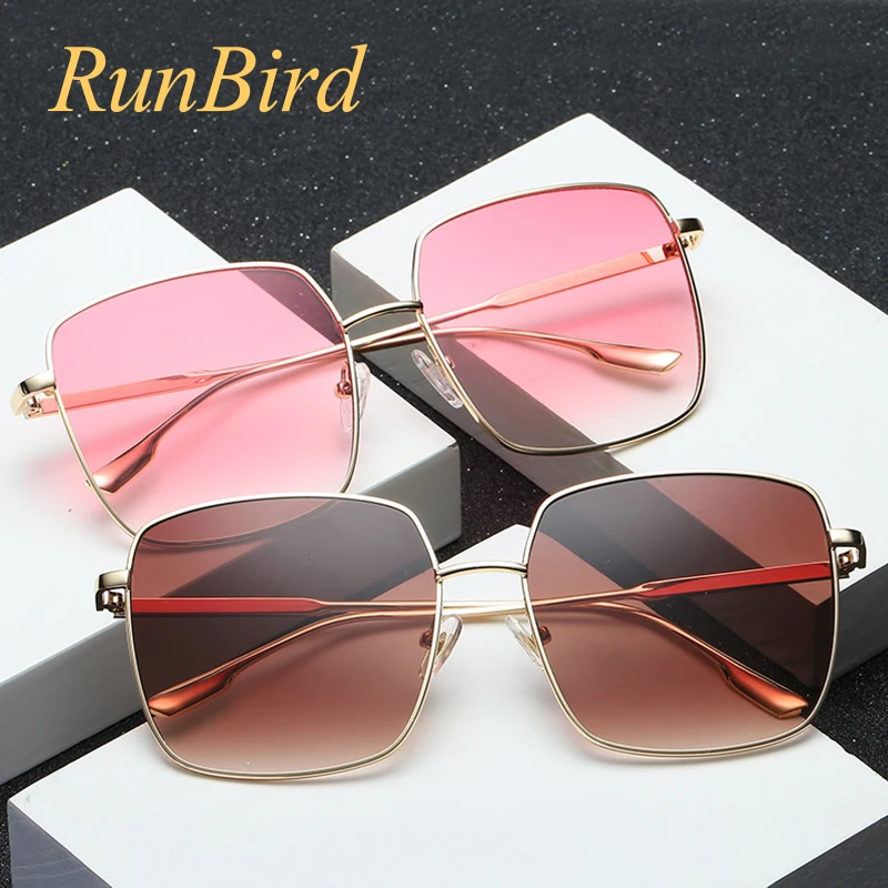 RunBird большие квадратные солнцезащитные очки с плоским верхом для женщин