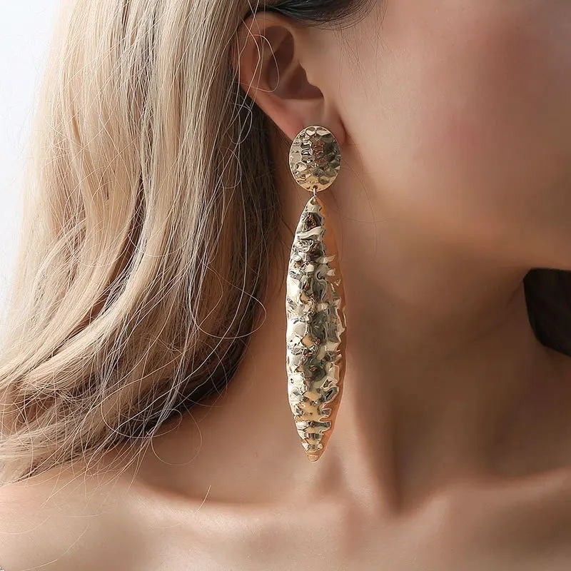 

Piercing Golden White Color Mirror Brincos Big Long Earrings For Women Decoration Dangle Earring Boucle D'oreille