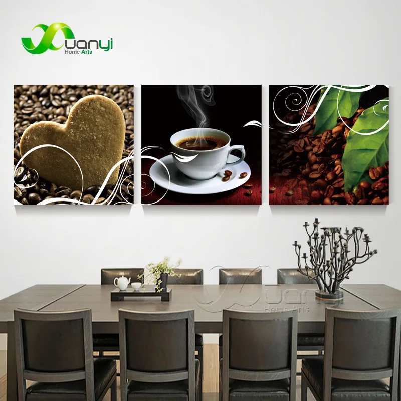 3 Panel Abstract Coffee Canvas Art Painting Home Decor Still Life Hot