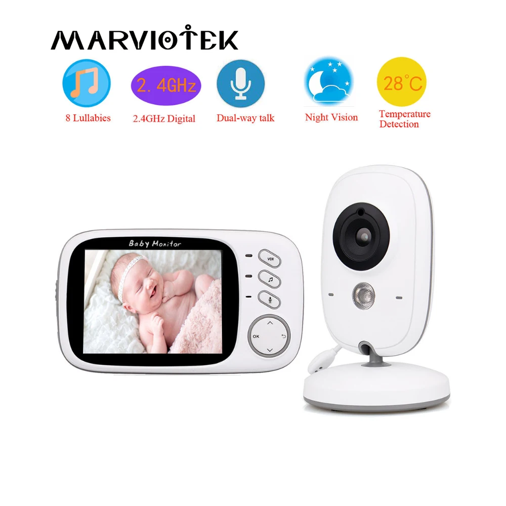 

Baby Monitor baba electronics baby Sleeping monitor IR Night vision 2 way talk 8 Lullabies Temperature monitor with 3.2 inch LCD