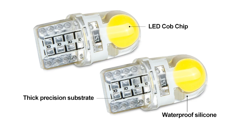 7pcs T10 W5W Silicone Case COB LED Car Parking Light 194 168 Silica Gel LED Wedge Interior Dome Lamp Auto Turn Side Bulbs 12V (2)