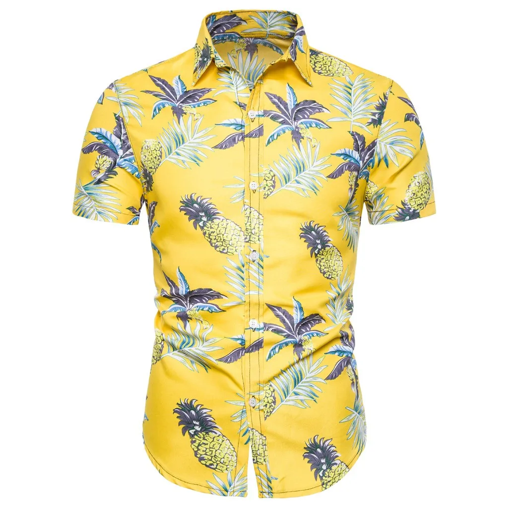 Summer men casual shirts Bohe Linen Short Sleeve Stand Collar printed shirt Basic Shirt Blouse Fit Slim Tops 2019 0509 | Мужская одежда