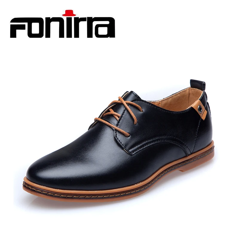 FONIRRA/мужская повседневная обувь, из искусственной кожи, на шнуровке, размера плюс 38-48, плоская подошва, острый носок, оксфорды, деловая обувь, 208