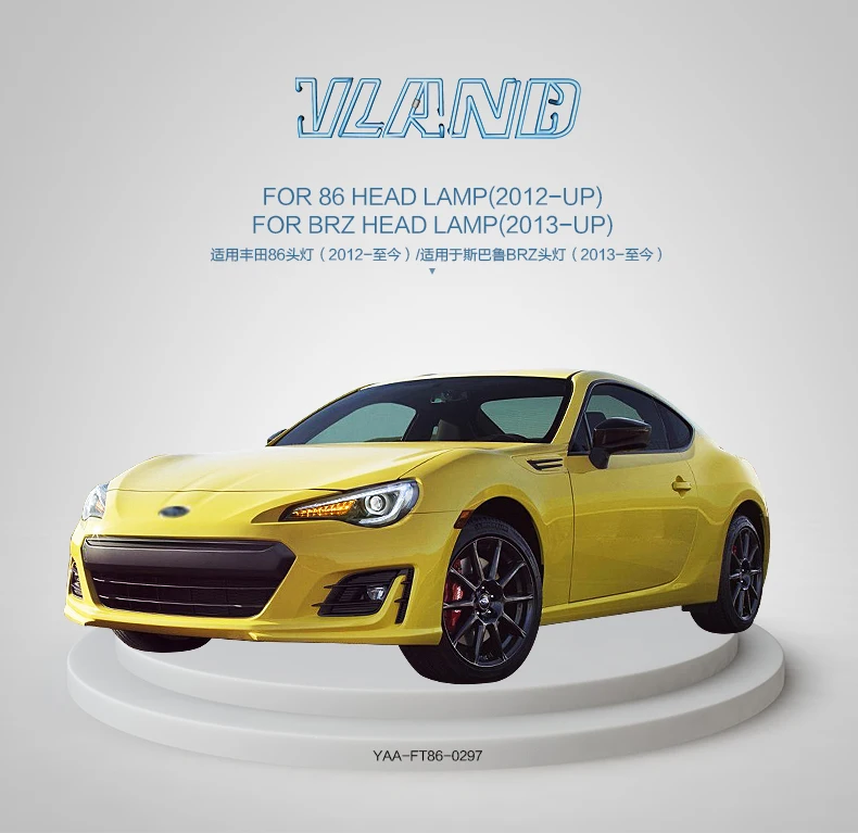 Автомобильные аксессуары от производителя Vland, Головной фонарь для Toyota GT86 2012-UP& FT86 BRZ 2013-UP, светодиодный головной светильник с последовательным индикатором