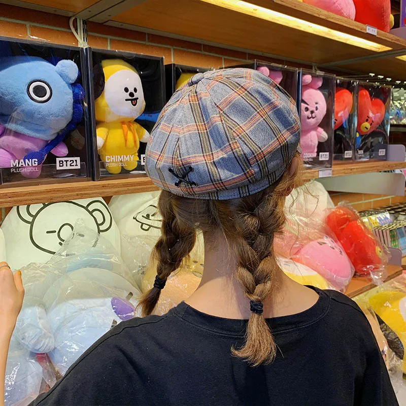 Concise Beret Hat Chic Newsboy Sunshade Hat Retro Artist Tartan Cap Fashionable Men Women Outdoor Sports Cycling Sportswear