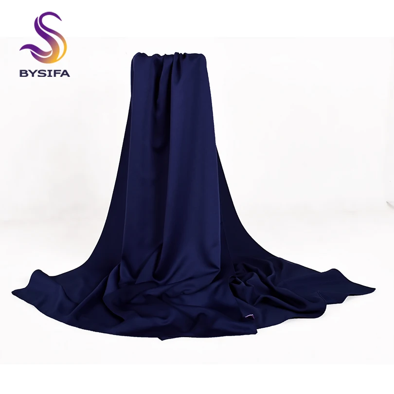 

[BYSIFA] Solid Satin Silk Scarf Women Accessories Brand Long Neck Scarves Spring Fall Top Grade Head Scarf 22 Kinds of Color