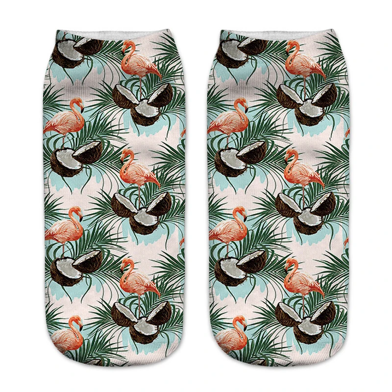 Zhbslwt модные 3D печатных Для женщин Носки для девочек Фламинго Для женщин унисекс милые низкие носки до лодыжки Повседневное