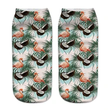 Zhbslwt модные 3D печатных Для женщин Носки для девочек Фламинго Для женщин унисекс милые низкие носки до лодыжки Повседневное