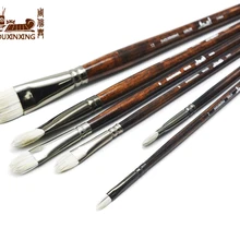 Смешанные волосы, 6 шт./партия, черная медная трубка, деревянный стержень, кисть для акварели, акриловая кисть для рисования, краски, товары для рукоделия