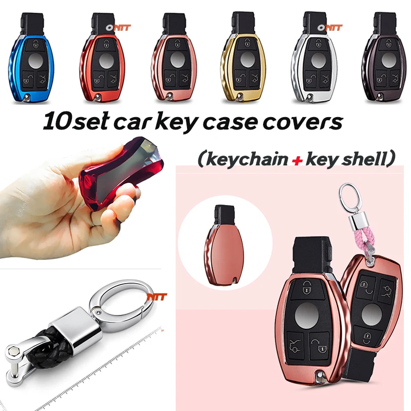 

Unisex Fashion 10set Remote 3 buttons car protective cover key holder keychain car key case for Mercedes Benz 3B 3BT AMG S SLK