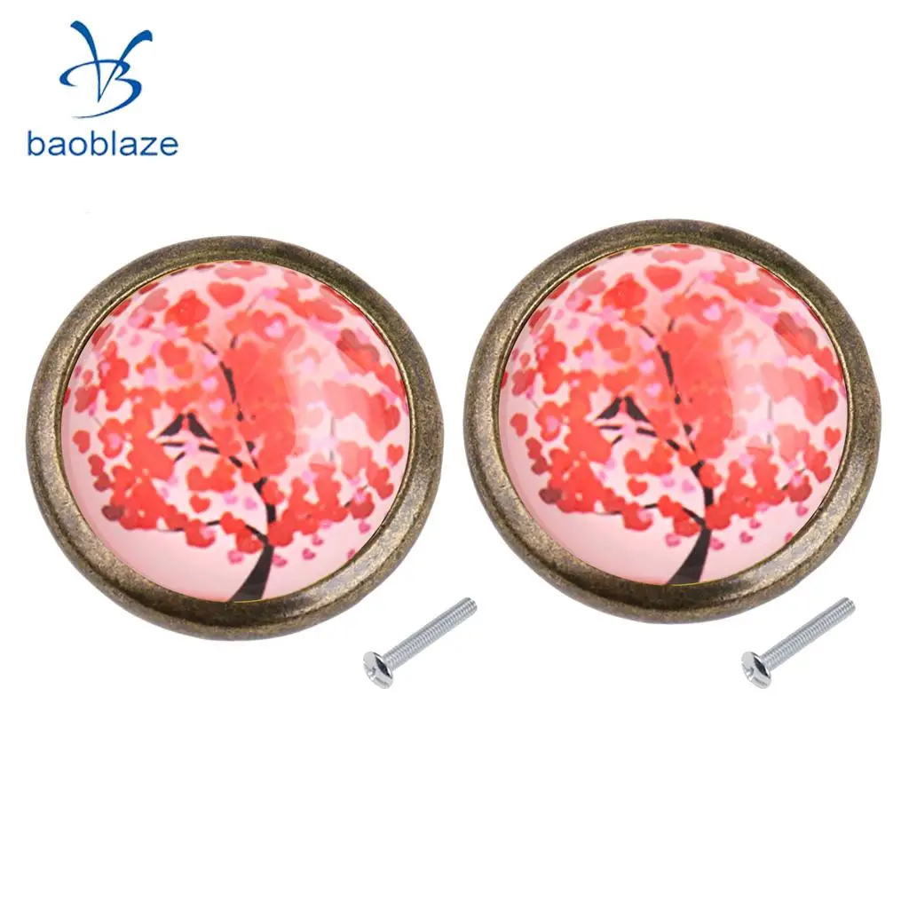 2PCS Zinc Alloy Tree Pattern Cabinet Drawer Pull Cupboard Wardrobe Knob Handle for Home Kids Bedroom Decor