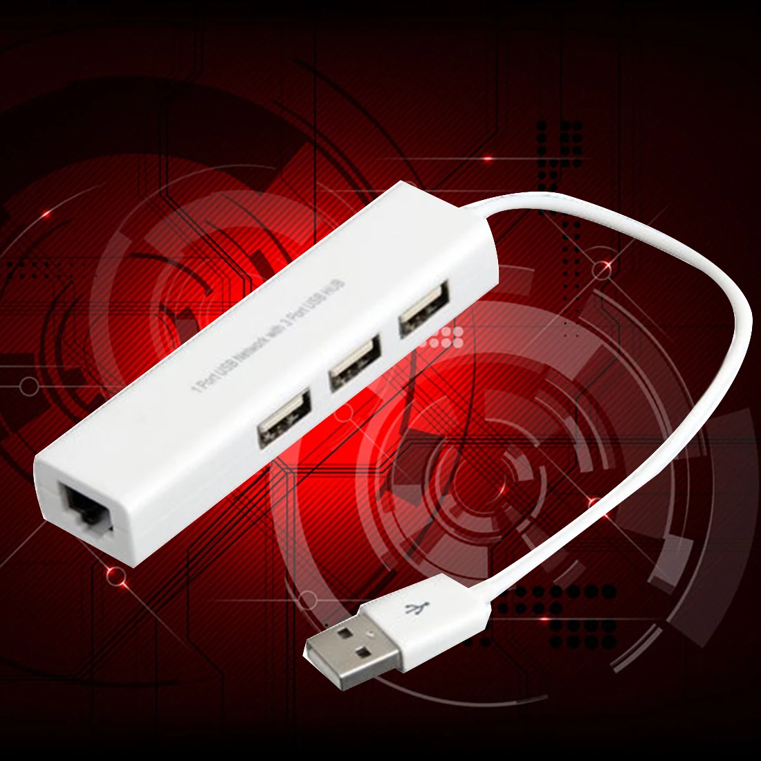 Высококачественный портативный USB 2 0 к RJ45 Lan сетевой Ethernet адаптер карта + 3 порта