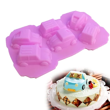 

Hot Baking Cake Pan Cartoon Cars Shape Silicone Soap Mold Fondant Cake Decorating Tools Kitchen Accessories Chocolate DIY Mold