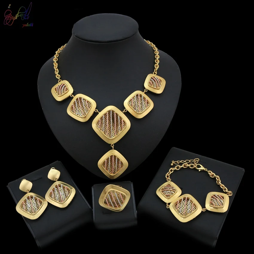 

Yulaili Europe and America Jewelry Set Fashion Temperament Style Jewelry Jewellery Necklace Bracelet Earrings Ring Four Sets