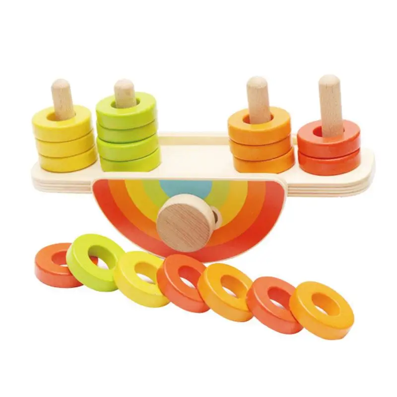 

Wooden blocks Rainbow Balance Colorful Beads Educational Blocks Toys for Childrens
