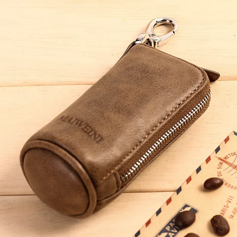 Online Uomini di marca del Cuoio Genuino Retro Car Chiave Governante Titolari Della Signora Mucca Moda In Pelle Zipper Key Portafogli