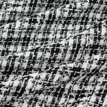 

2018 new black white green plaid yarn-dyed woven tweed fabric for coat bazin riche getzner tela tissus au metre tissu fabrics