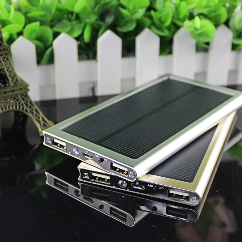 imágenes para 12000 mah ultra-delgado matal solar power bank cargador de batería externa dual del usb para iphone ipad tablet imágenes para 12000 mah ultra-delgado matal solar power bank cargador de batería externa dual del usb para iphone ipad tablet
