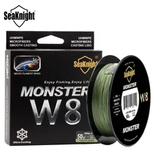 Горячая Распродажа Seaknight monster w8 уровень 8 ткет линия n20-100lb 8 нитей супер сильная зеленая плетеная леска для морской рыбалки