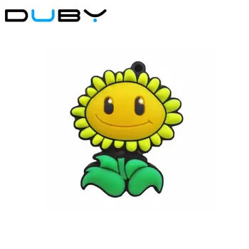 

Real capacity pendrive cartoon flower 8GB 16GB 32GB sunflower USB 2.0 usb flash drive memory Silicone Rubber Cute plant gift