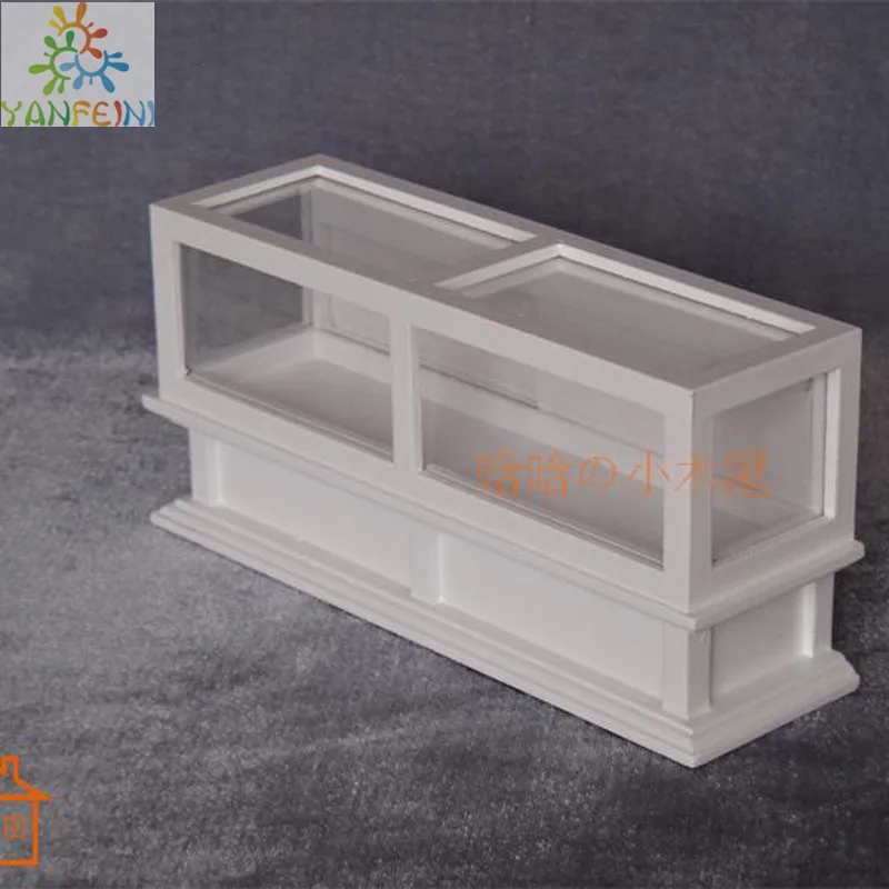

Wooden White Shop Display Cabinet Dollhouse Miniature Furniture 1/12 scale C016 brinquedos