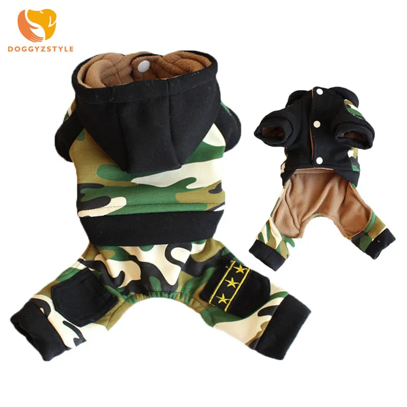 

Camouflage Dog Clothes Jumpsuit Winter Jacket Pet Clothing For Yorkshire Chihuahua Warm Dog Overalls Hooded DOGGYZSTYLE