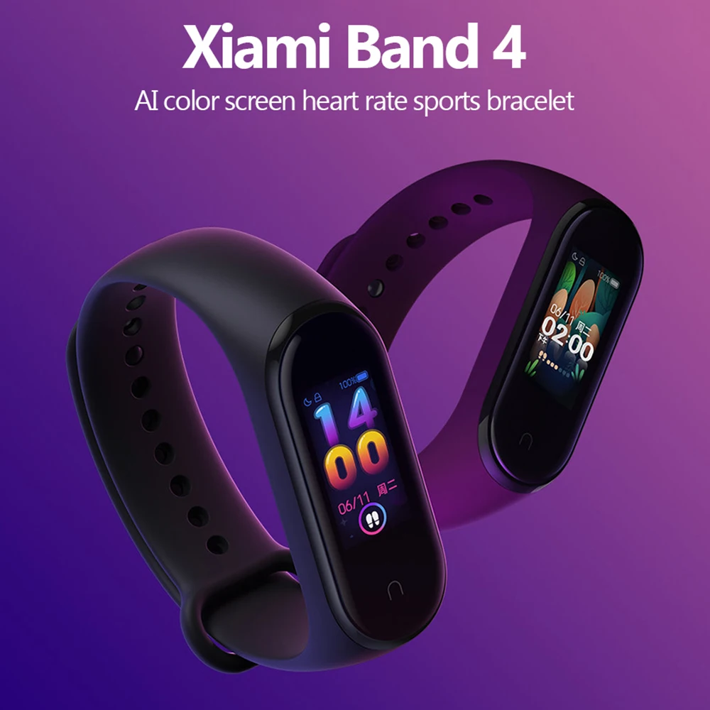 Xiaomi mi Band 4 Smart AMOLED цветной экран браслет пульсометр фитнес Bluetooth 5,0 50MSwim mi ng водонепроницаемый mi Band 4