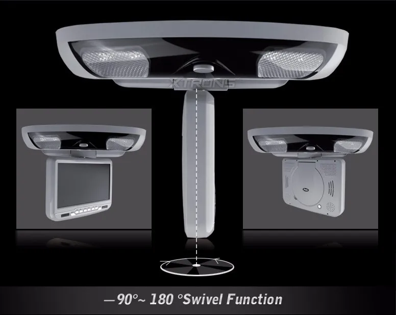 Top 9 Inch Car Roof Monitor DVD Flip Down Car DVD with 2 IR Headphones IR/ FM Transmitter Grey Color (Black & Beige Optional) 3
