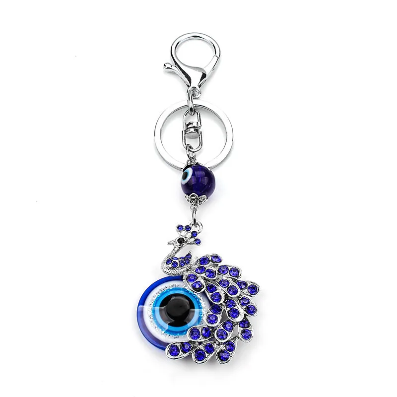 Мода г. Лаки Blue Crystal Павлин брелок Best пожелания подарок evil eye украшения кулон