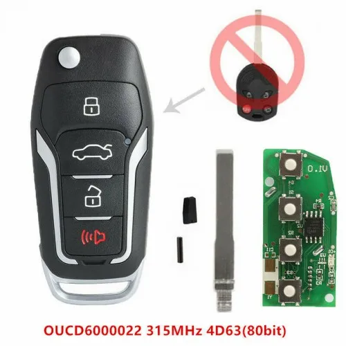 

KEYECU Upgraded Flip Remote Car Key Fob for Ford OUCD6000022 315MHz 4D63(80bit) HU101
