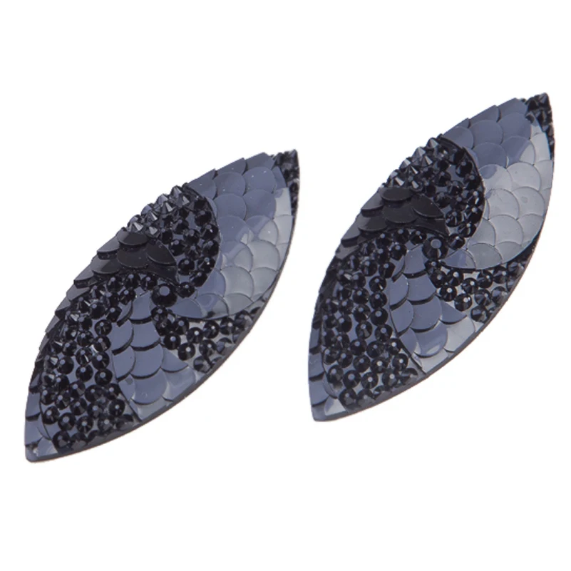 

Taidian Scale Design Marquise Resin Gems For Native Bead Work Acrylic Rhinestone cabochon 2 Holes 20x50MM 20 Pieces/lot