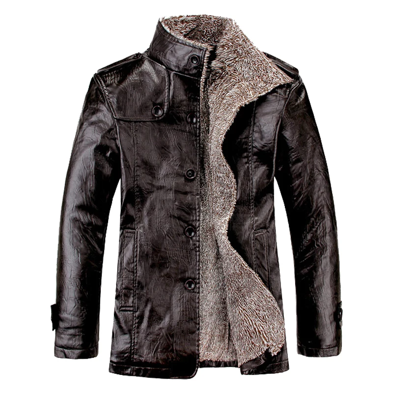 Мужская зимняя куртка из пу кожи с меховой подкладкой|leather jacket motorcycle|leather motorcycle