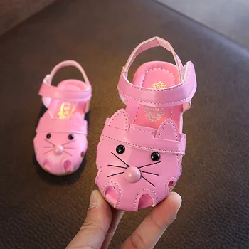 

Children shoes girls leather sandals summer kids cartoon mouse sandals 2019 new fashion breathable soft hollow girl shoes pink