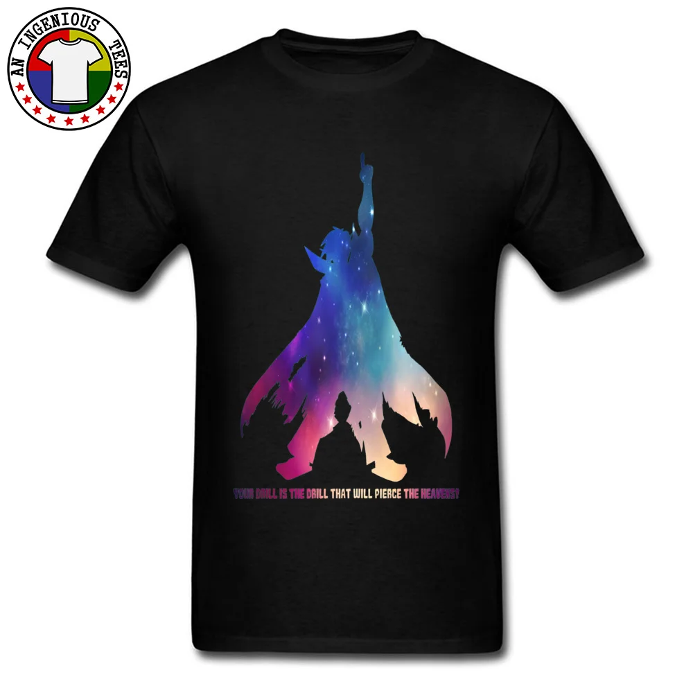 100% Cotton Men Short Sleeve Kamina Gurren Lagann -2830 T-shirts cosie Tops Tees Plain Cool O-Neck T-Shirt Top Quality Kamina Gurren Lagann -2830 black